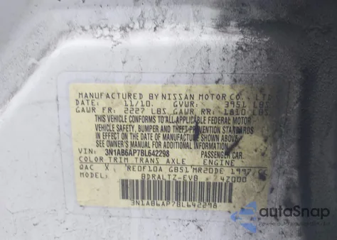 2011 Nissan Sentra 2.0Sr from USA, damaged, VIN 3N1AB6AP7BL642298